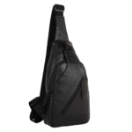 Half Moon Echelon Crossbody Sling Bag for Men Slim Vegan Leather