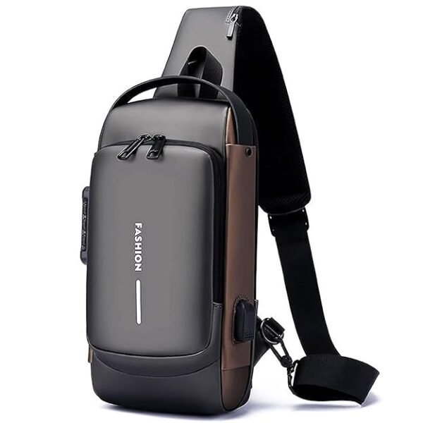 Half Moon Crossbody Sling Bag for Men & Women with USB Charging Port