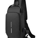 Half Moon Crossbody Sling Bag for Men & Women with USB Charging Port