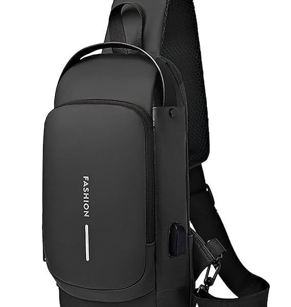 Half Moon Crossbody Sling Bag for Men & Women with USB Charging Port
