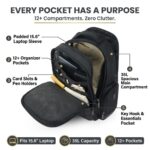 Half Moon Crawford 45L Heavy Duty Overnight Business Laptop Backpack for Men | 180° Clamshell Suitcase Opening Fits 17" Laptop with 1680D Water-Resistant Poly - Image 3
