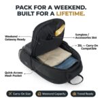 Half Moon Crawford 45L Heavy Duty Overnight Business Laptop Backpack for Men | 180° Clamshell Suitcase Opening Fits 17" Laptop with 1680D Water-Resistant Poly - Image 6
