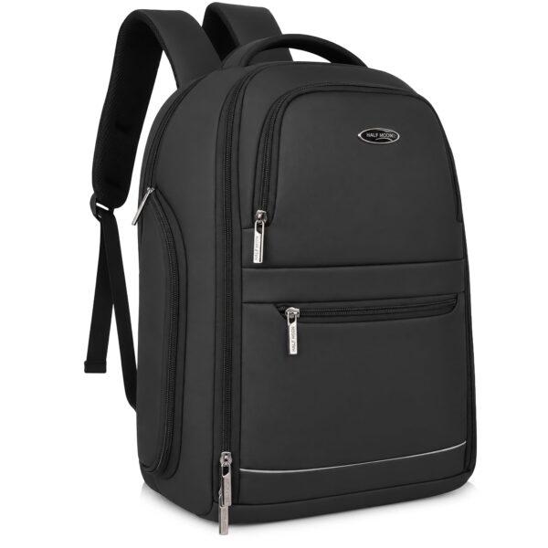 Half Moon Vector 35L Anti Theft Laptop Backpack for Men & Women | Water Resistant Nylon Office Travel Bag with 15.6" Sleeve, Trolley Strap & Reflective Strip