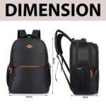 Half Moon Luxe 35L Professional Business Laptop Backpack for Men Office Use | Water Resistant 15.6" Tech Bag with Tan Vegan Leather Trims & Air Mesh Back - Image 6
