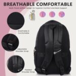 Half Moon Luxe 35L Professional Business Laptop Backpack for Men Office Use | Water Resistant 15.6" Tech Bag with Tan Vegan Leather Trims & Air Mesh Back - Image 4