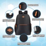 Half Moon Luxe 35L Professional Business Laptop Backpack for Men Office Use | Water Resistant 15.6" Tech Bag with Tan Vegan Leather Trims & Air Mesh Back - Image 2