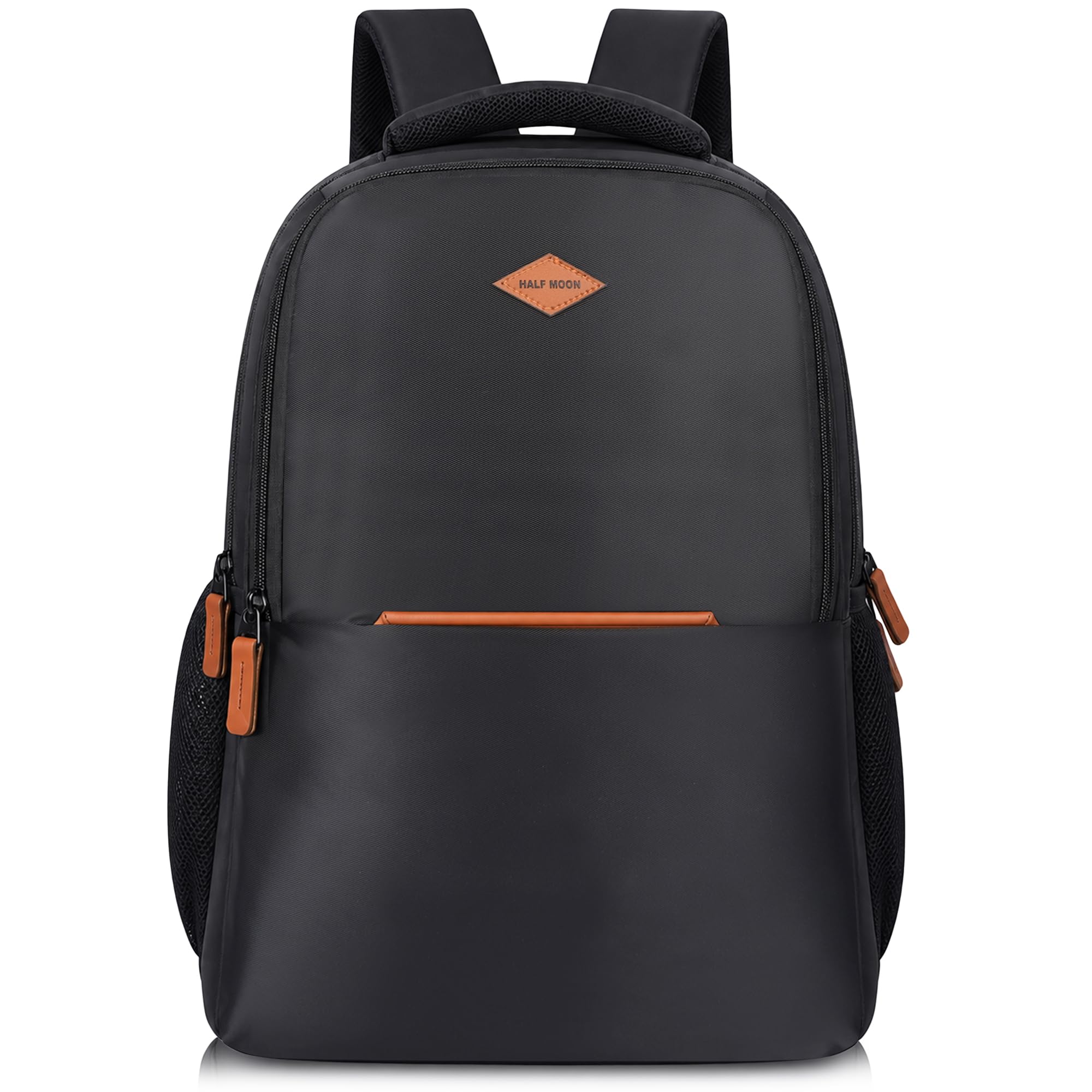 71xLkEoCjlL.jpg Half Moon Luxe 35L Professional Business Laptop Backpack for Men Office Use | Water Resistant 15.6" Tech Bag with Tan Vegan Leather Trims & Air Mesh Back - Image 1