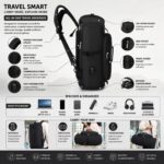 Half Moon Journey 50L 3-in-1 Convertible Laptop Backpack Duffle Bag for Men Women with Shoe Compartment, USB Charging Port & 15.6" Sleeve for Travel Gym Trek - Image 4
