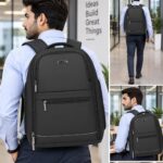 Half Moon Vector 35L Anti Theft Laptop Backpack for Men & Women | Water Resistant Nylon Office Travel Bag with 15.6" Sleeve, Trolley Strap & Reflective Strip - Image 4